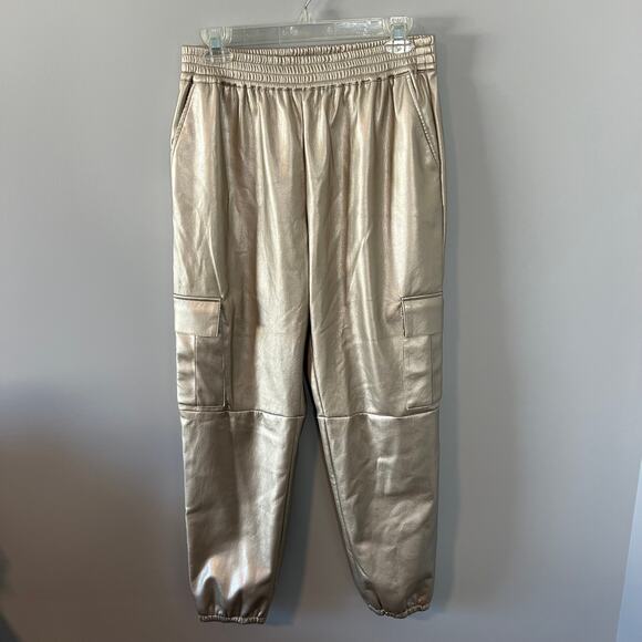 Generation Love Anthropologie Aidan Metallic Vegan Leather Jogger Pants Large - Picture 3 of 15